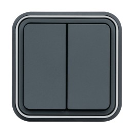 Hager - Interrupteur va et vient double Cubyko étanche IP55 gris pose en encastré - Réf : WNC040