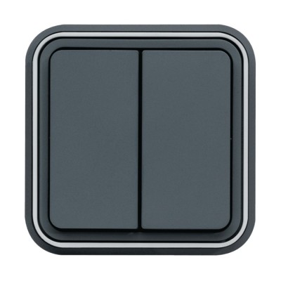 Hager - Interrupteur va et vient double Cubyko étanche IP55 gris pose en encastré - Réf : WNC040