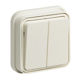 Hager - Double interrupteur va-et-vient Cubyco  encastré blanc IP55 - Réf : WNE040B