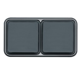 Hager - Prise double horizontale Cubyco 2P+T encastré gris IP55 - Réf : WNE122
