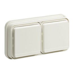 Hager - Prise double horizontale Cubyco 2P+T encastré blanc IP55 - Réf : WNE122B