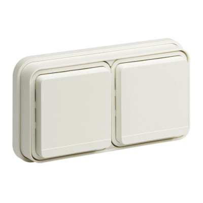 Hager - Prise double horizontale Cubyco 2P+T encastré blanc IP55 - Réf : WNE122B