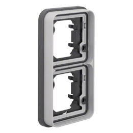 Hager - Support double étanche Cubyko pour montage encastré vertical - IP55 - Gris - Réf : WNA408