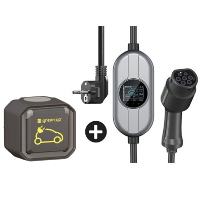 Kit borne de recharge pour véhicule électrique mobile - 3,5Kw - 16A avec prise renforcée Green'up - Réf : KRI35160-P