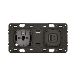 Legrand Céliane - Prise double 2P+T Surface Confort + 2 USB Type-A + Type-C précâblée - 20W Power Delivery - Réf : CM0143
