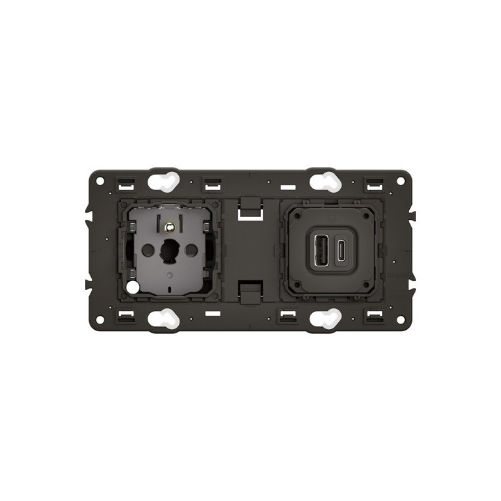 Legrand Céliane - Prise double 2P+T Surface Confort + 2 USB Type-A + Type-C précâblée - 20W Power Delivery - Réf : CM0143
