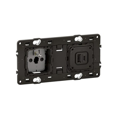 Legrand Céliane - Prise double 2P+T Surface Confort + 2 USB Type-A + Type-C précâblée - 20W Power Delivery - Réf : CM0143