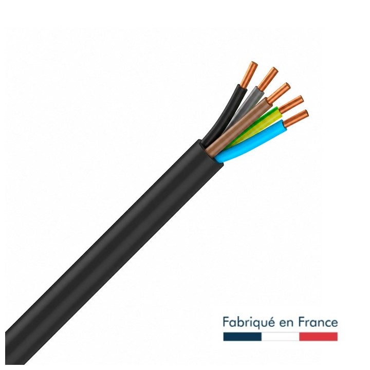 Câble U1000 RNF - 5G1.5mm² - Coupe au mètre - Réf : RNF-5G1.5
