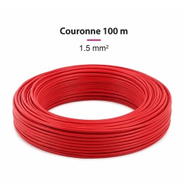 Fil H07  V-U (Rigide) 1,5 mm² - Couronne 100 m - Rouge - Réf : 000205
