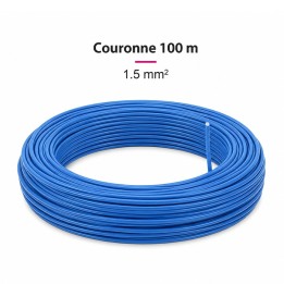 Fil H07  V-U (Rigide) 1,5 mm² - Couronne 100 m - Bleu - Réf : 000305