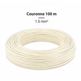 Fil H07 V-U (Rigide) 1,5 mm² - Couronne 100 m - Ivoire/Blanc - Réf : 001015