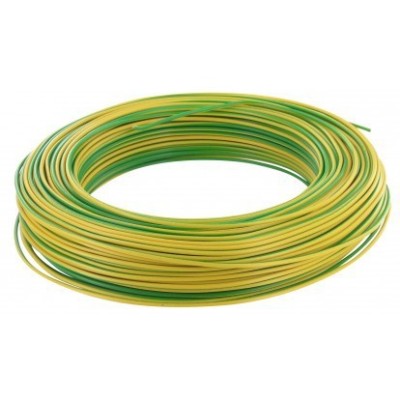 Fil H07  V-U (Rigide) 1,5 mm² - Couronne 100 m - Vert/jaune - Réf : 000105