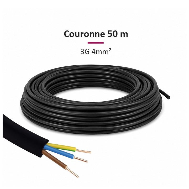Câble U1000 R2V - 3G4mm² - Couronne de 50m - Réf : R2V-3G4-C50