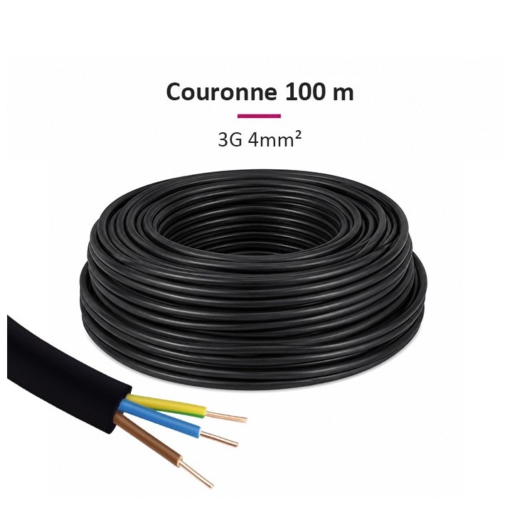 Câble U1000 R2V - 3G4mm² - Couronne de 100m - Réf : R2V-3G4-C100