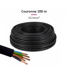 Câble U1000 R2V - 5G6mm² - Couronne de 100m - Réf : R2V-5G6-C100