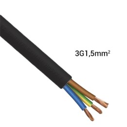 Câble HO5 VVF (Souple) - 3G1.5 mm² - Noir - À la coupe - Réf : HO5-3G1.5(souple)noir