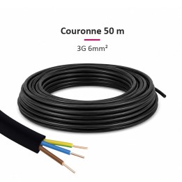 Câble U1000 R2V CU (Rigide) - 3G6 mm² - Couronne de 50m - Réf : DIV-3G6-C50