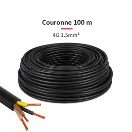 Câble U1000 R2V CU (Rigide) - 4G1.5 mm² (liseret rose)  - Couronne de 100m - Réf : 4G1.5-rose-100m