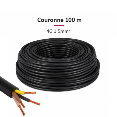 Câble U1000 R2V CU (Rigide) - 4G1.5 mm² (liseret rose)  - Couronne de 100m - Réf : 4G1.5-rose-100m
