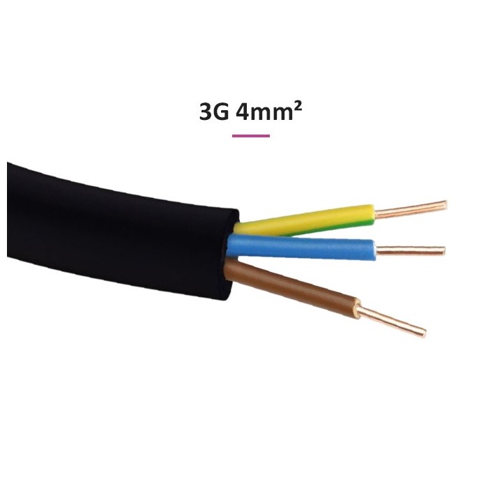 Câble U1000 R2V CU (Rigide) - 3G4 mm² (liseret violet) - Coupe au mètre - Réf : R2V-3G4-violet