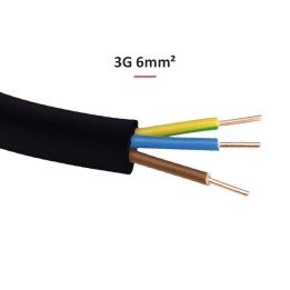 Câble U1000 R2V CU (Rigide) - 3G6 mm² (liseret bleu) - Coupe au mètre - Réf : R2V-3G6-bleu