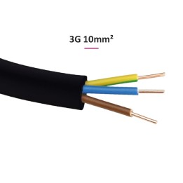 Câble U1000 R2V CU (Rigide) - 3G10 mm² (liseret marron) - Coupe au mètre - Réf : R2V-3G10-marron