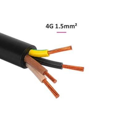 Câble U1000 R2V CU (Rigide) - 4G1.5 mm² (liseret rose) - Coupe au mètre - Réf : R2V-4G1.5-rose