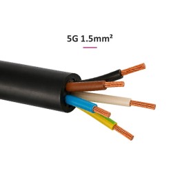 Câble U1000 R2V CU (Rigide) - 5G1.5 mm² (liseret rose)  - Coupe au mètre - Réf : R2V-5G1.5-rose