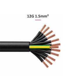 Câble U1000 R2V CU (Rigide) - 12G1.5 mm² - Coupe au mètre - Réf : R2V-12G1.5