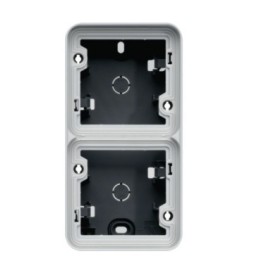 Hager - cubyko boîte saillie vide double verticale - IP55 - finition gris - Réf : WNA686