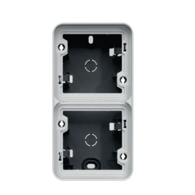Hager - cubyko boîte saillie vide double verticale - IP55 - finition gris - Réf : WNA686