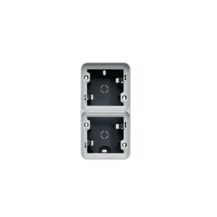 Hager - cubyko boîte saillie vide double verticale - IP55 - finition gris - Réf : WNA686