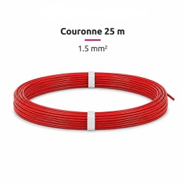 Fil H07-V-U 1.5mm² - Couronne 25 m - Rouge - Réf : VU-1.5-rouge-C25