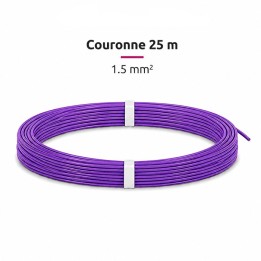 Fil H07-V-U 1.5mm² - Couronne 25 m - Violet - Réf : VU-1.5-violet-C25