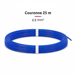 Fil H07-V-U 2.5mm² - Couronne 25 m - Bleu - Réf : VU-2.5-bleu-C25