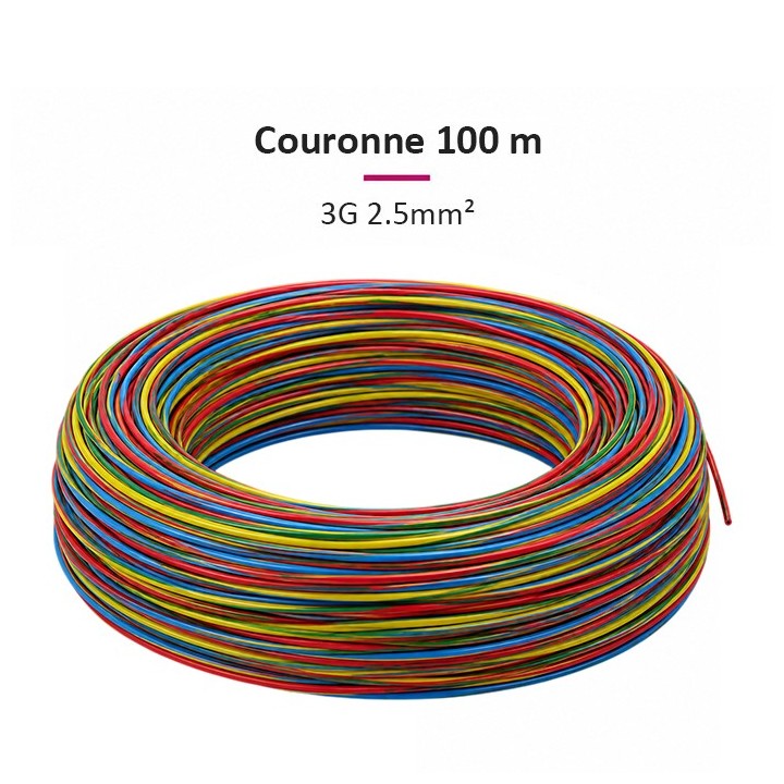 Trifil HO7-V-U 3G2,5mm² - Couronne de 100m - Rouge-Bleu-Vert/Jaune - Réf : VU-3G2,5-C100