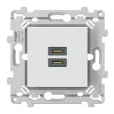 Hager Essensya - Chargeur essensya double USB C+C 20W pure - Réf :  WE116