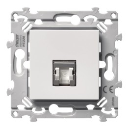 Hager Essensya - Prise RJ45 Cat 6A STP simple finition Pure - Réf : WE228