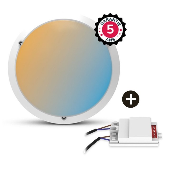 Miidex Lighting - LED Hublot Blanc + Détecteur RF Ø300 - 15W - CCT - Réf : 101091-P