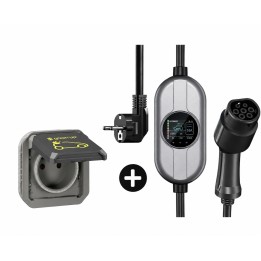 Kit borne de recharge pour véhicule électrique mobile - 3,5Kw - 16A avec prise renforcée encastrée Green'up - Réf : KRI35160-PE