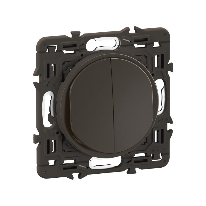 Legrand Céliane - Double Poussoir inverseur complet NO+NF - Noir avec support - à équiper d'une plaque - Réf: CN2001-SP