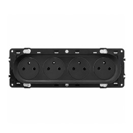 Legrand Céliane - Prise quadruple compacte 4x2P+T 16A Précâblée - Noir avec support - à équiper d'une plaque - Réf : CN0114-SP