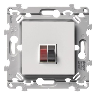 Hager Essensya - Prise haut-parleur simple avec plaque de finition - Blanc - Réf : WE290P