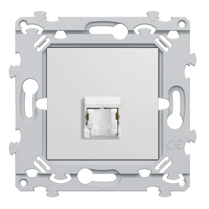 Hager Essensya - Prise RJ45 Cat 6 UTP simple avec plaque de finition - Blanc - Réf :  WE225P