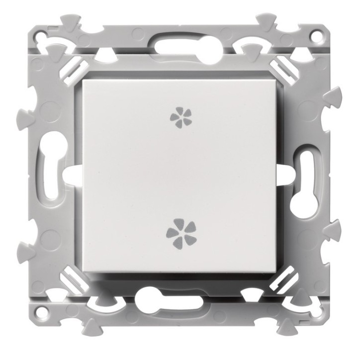 Hager Essensya - Interrupteur Duo VMC Va-et-vient ou bouton poussoir avec plaque de finition - Blanc - Réf : WE049P