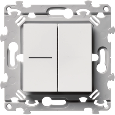 Hager Essensya - Double Interrupteur - Un voyant va-et-vient ou bouton poussoir avec plaque de finition - Blanc - Réf : WE046P