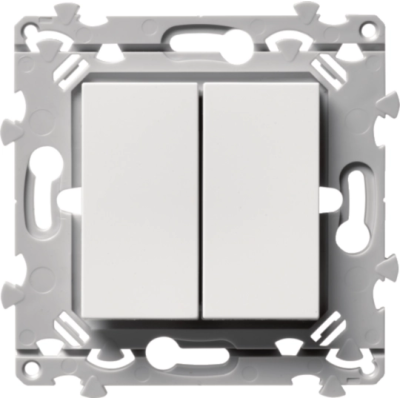 Hager Essensya - Double Interrupteur Va et vient avec plaque de finition - Blanc - Réf : WE040P