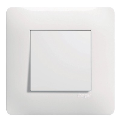 Hager Essensya - Interrupteur va-et-vient avec plaque de finition - Blanc - Réf : WE001P