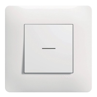 Hager Essensya - Interrupteur BP Duo Va et vient ou bouton poussoir à voyant avec plaque de finition - Blanc - Réf : WE023P