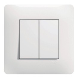 Hager Essensya - Double Interrupteur Va et vient avec plaque de finition - Blanc - Réf : WE040P